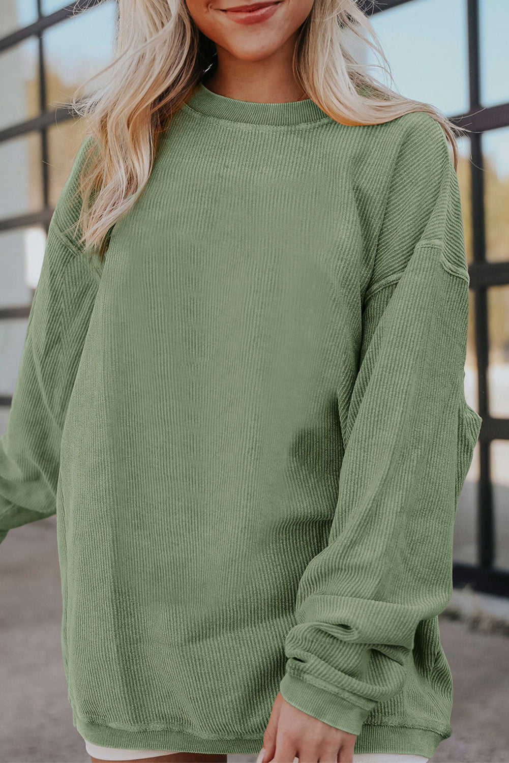 Korbin Corded Oversized Pullover {Green}