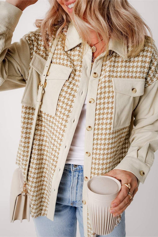 {SAMPLE SALE} *FINAL SALE* Houndstooth Cream Shacket