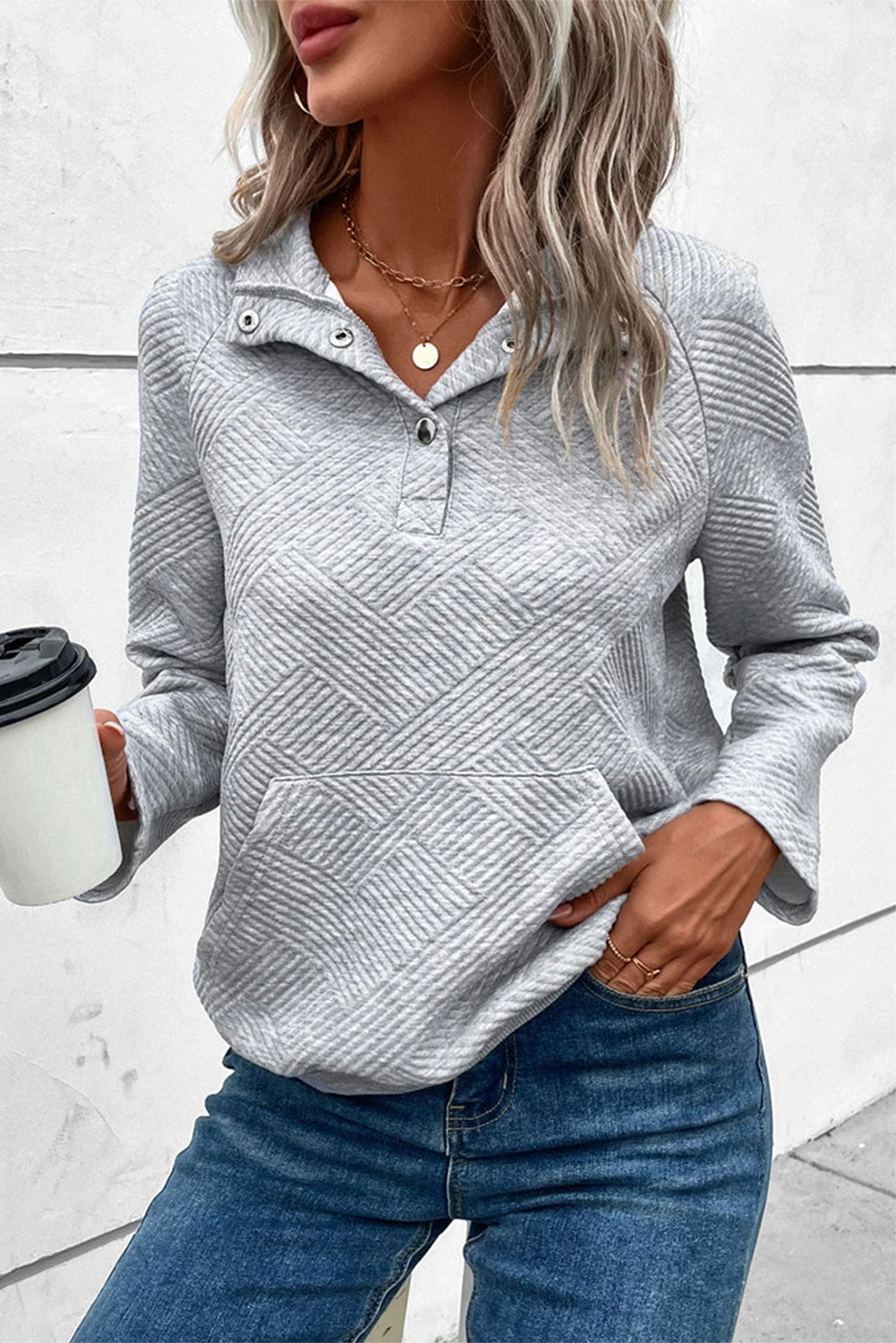 {SAMPLE SALE} *FINAL SALE* Textured Pullover {Grey}