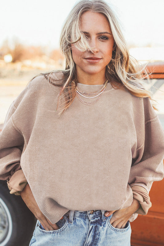 Korbin Corded Oversized Pullover {Sand}