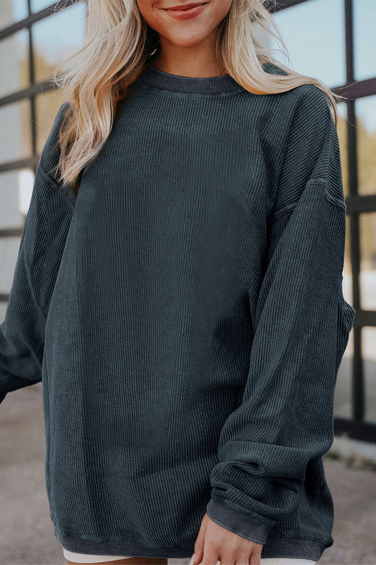 Korbin Corded Oversized Pullover {Charcoal}