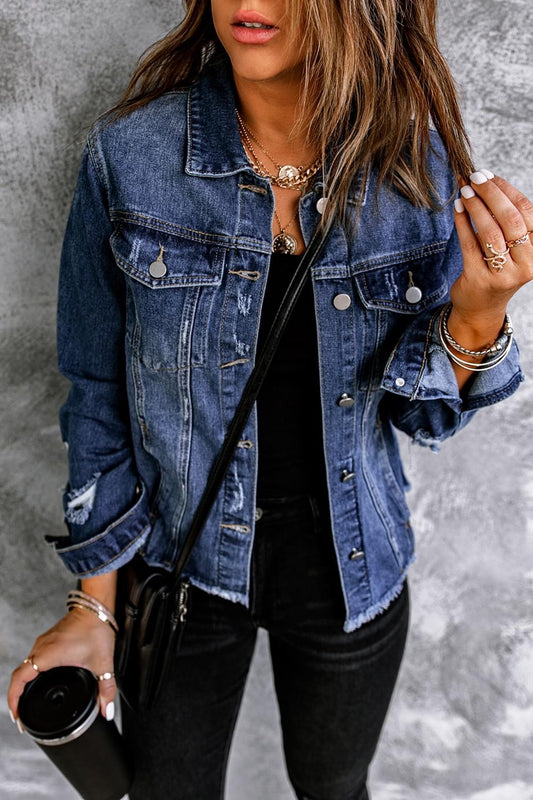 Dunn Distressed Jean Jacket {Dark Wash}