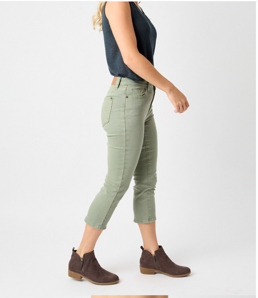 Sage Non-Distressed Stretch Capri Denim