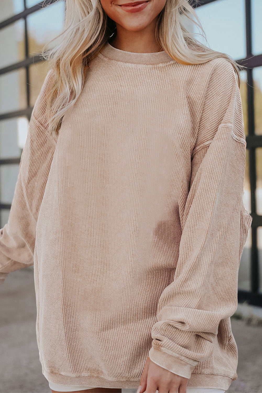 Korbin Corded Oversized Pullover {Sand}