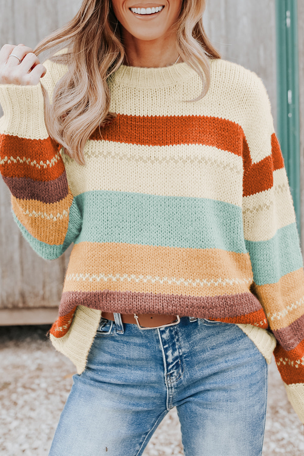 Spence Striped Color Block Sweater Top