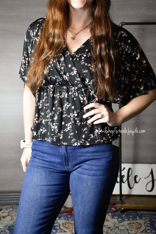 Hailey Floral Wrap Style Top
