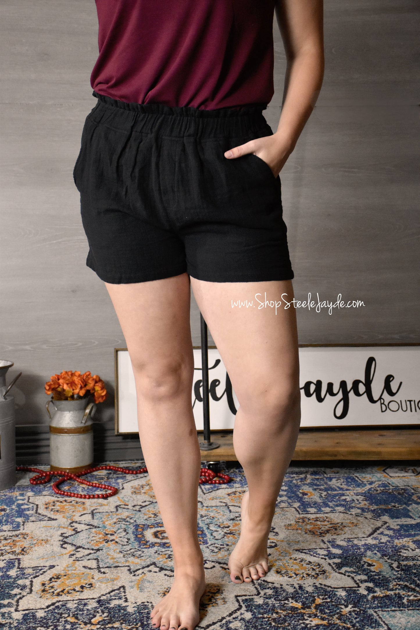 Soft Wash Elastic Waist Shorts