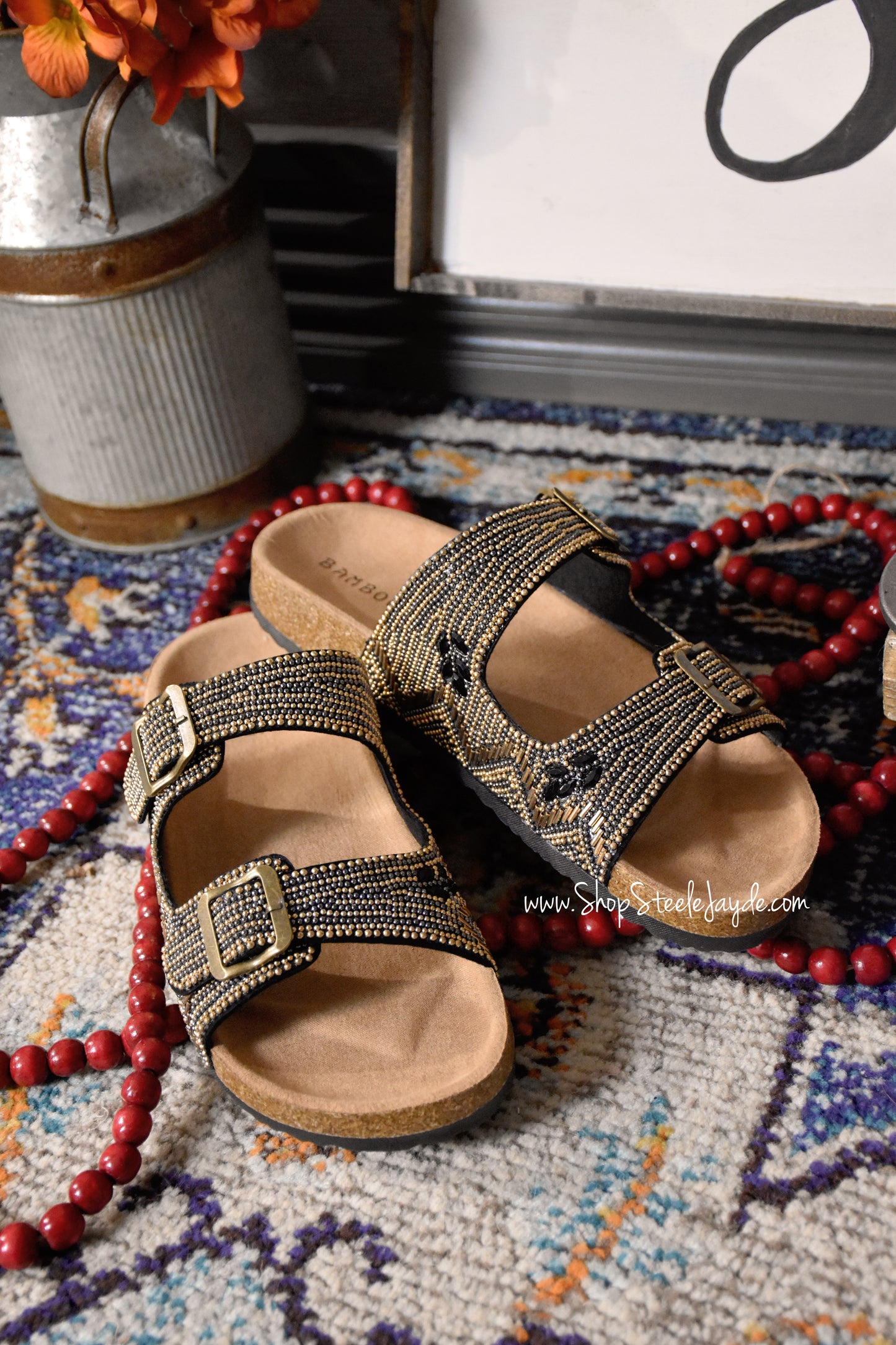 Birk Boho Detailed Sandal {Black}