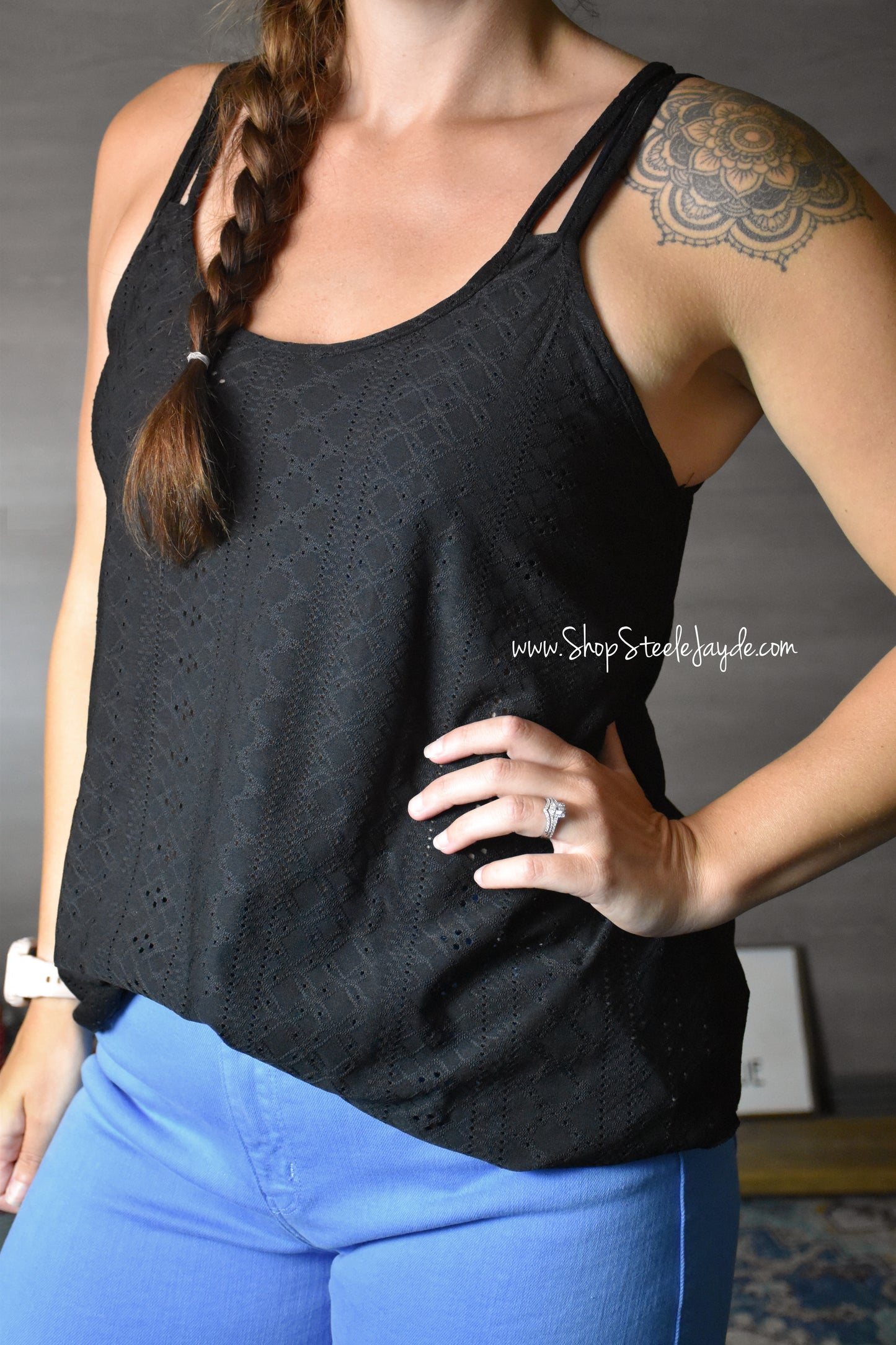 Tiff Eyelet Strappy Tank CLEARANCE