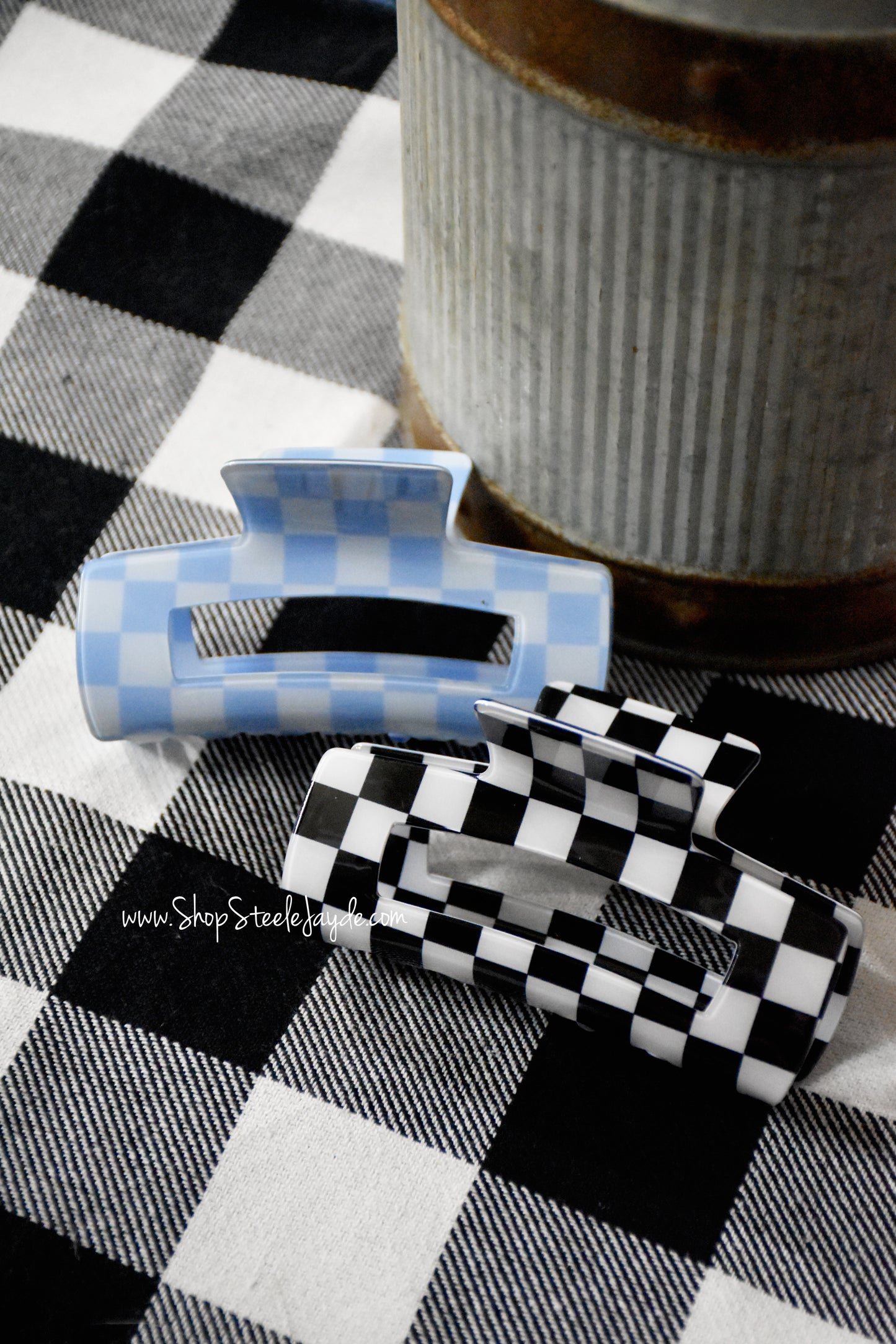 Jumbo Checkered Claw Clip {Multiple Colors}