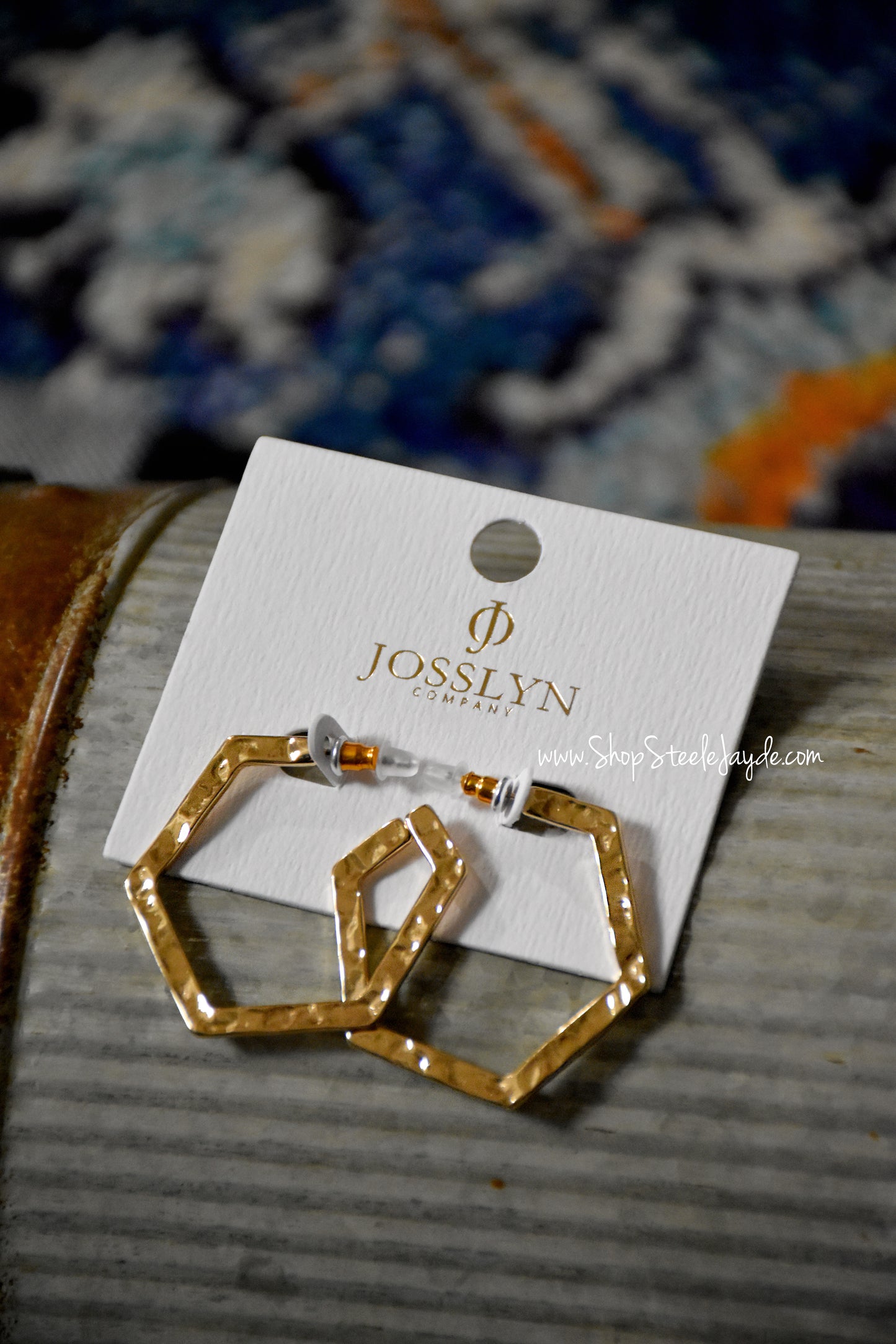 Hammered Hexagon Earring