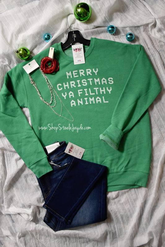 Merry Christmas Ya Filthy Animal Premier Pullover {Emerald}