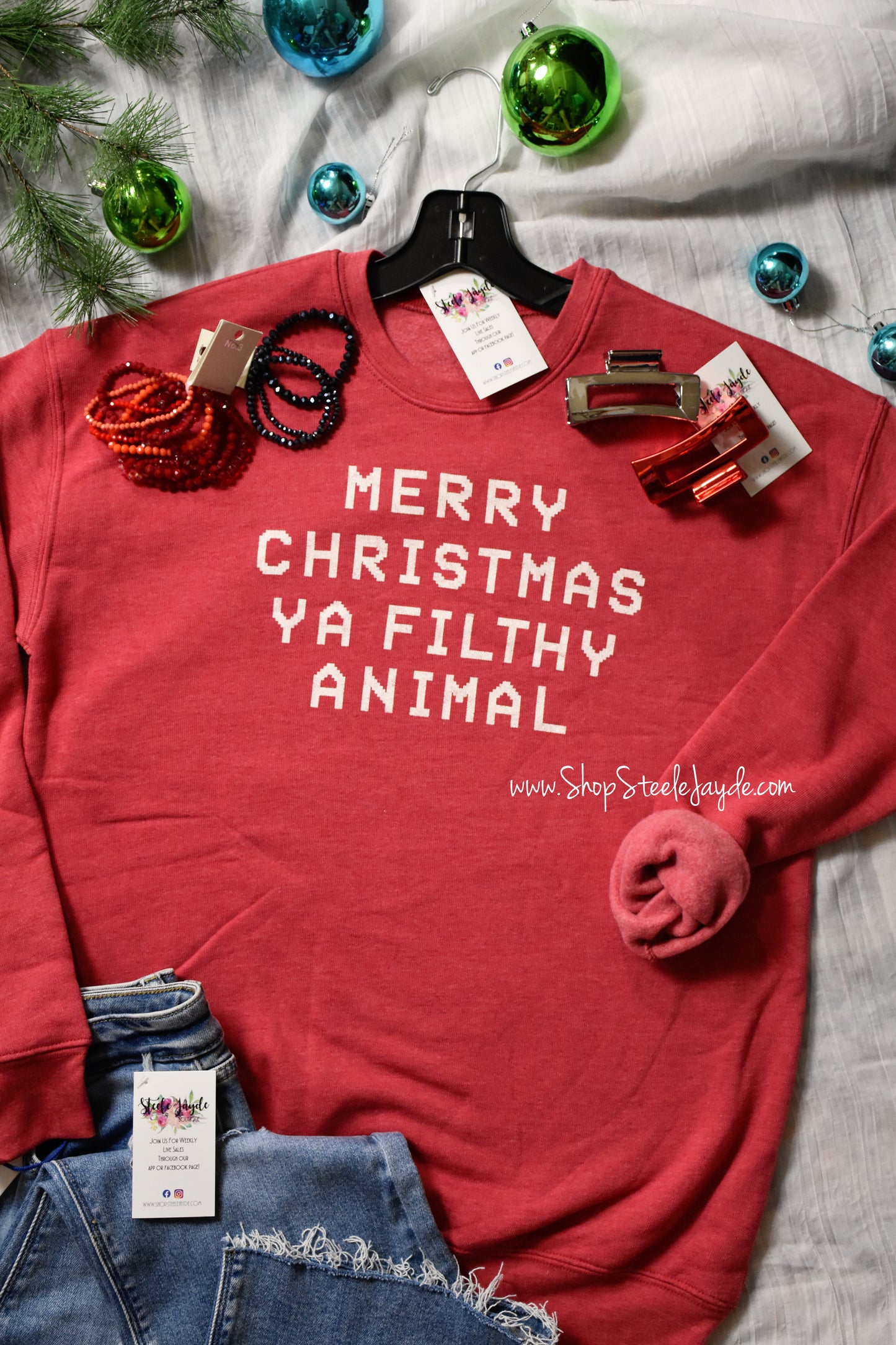 Merry Christmas Ya Filthy Animal Premier Pullover {Cranberry}