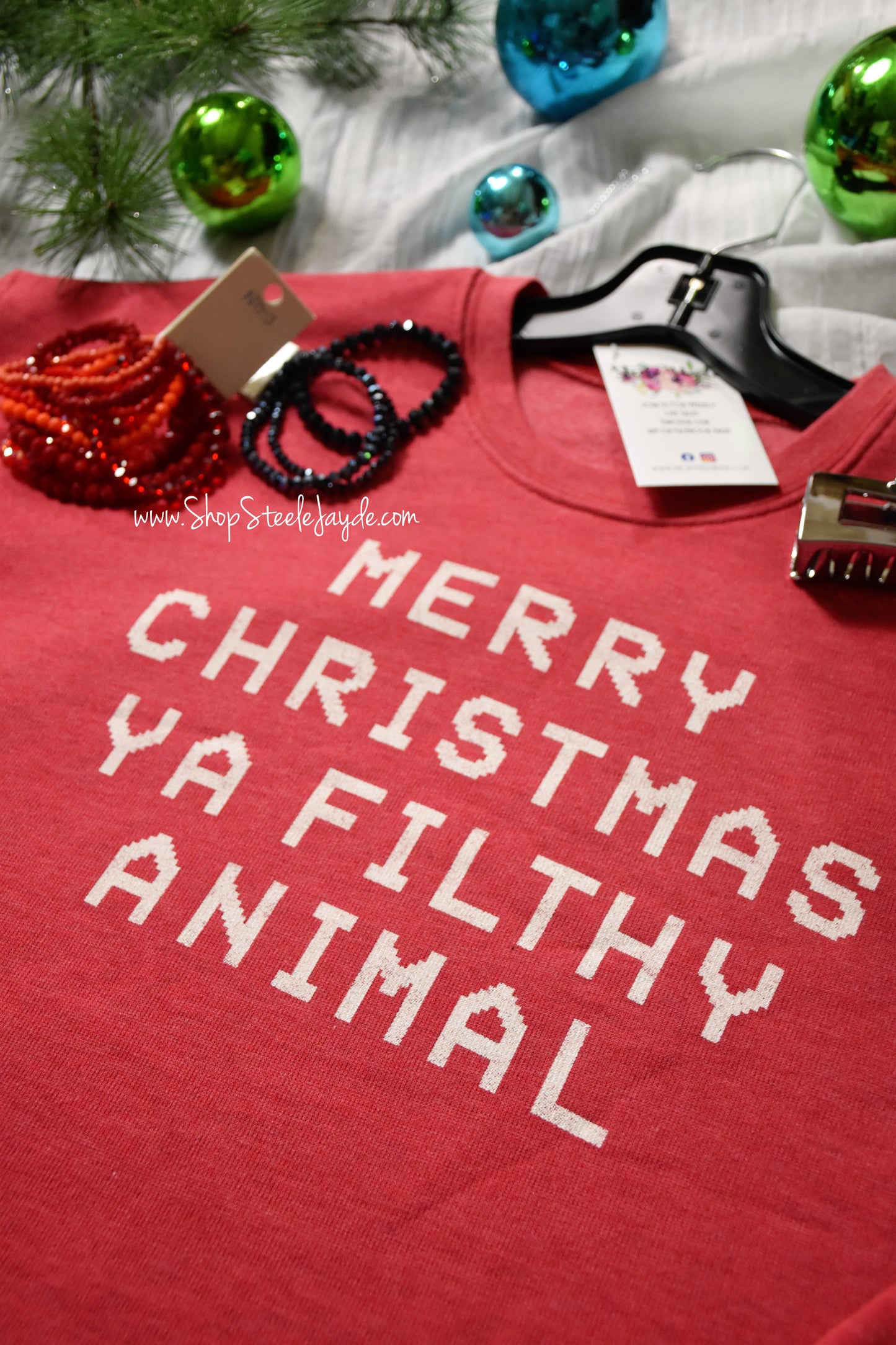 Merry Christmas Ya Filthy Animal Premier Pullover {Cranberry}