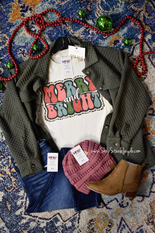 Merry & Bright Colorful Graphic Tee