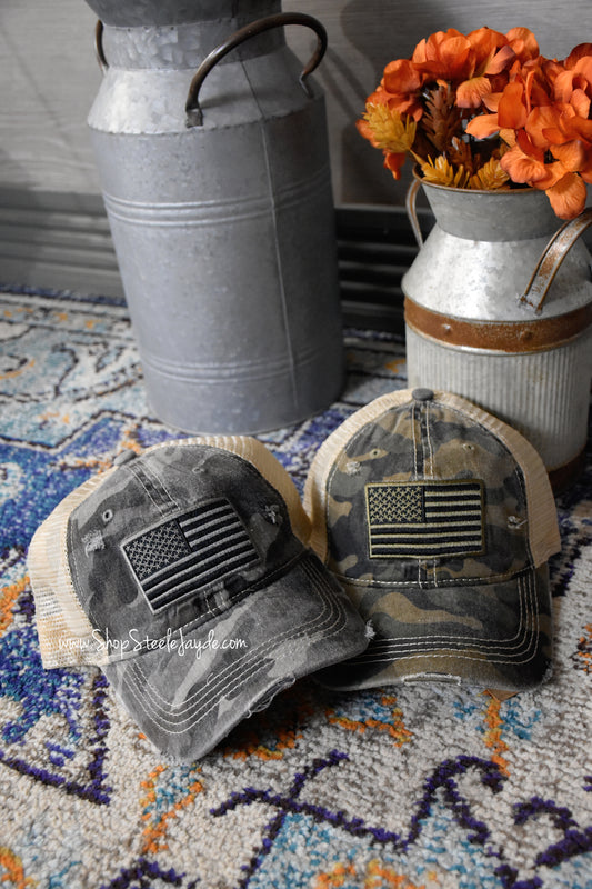Distressed Flag Baseball Cap {Multiple Colors}