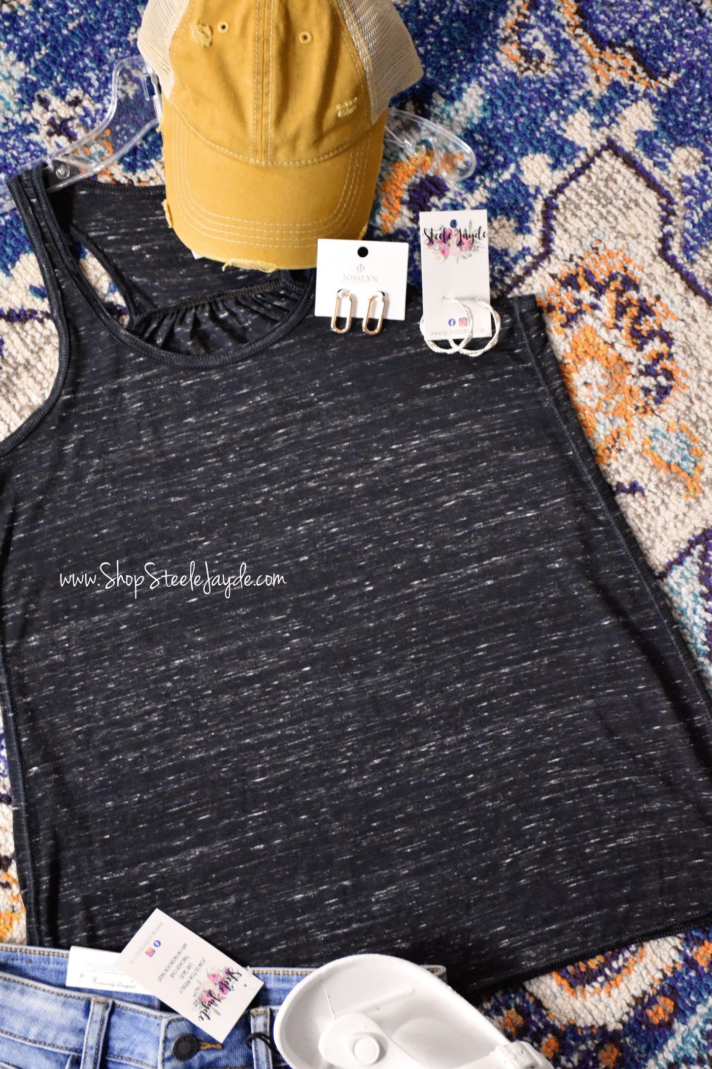 Relaxed Fit Racerback Tank {Heathered Black}