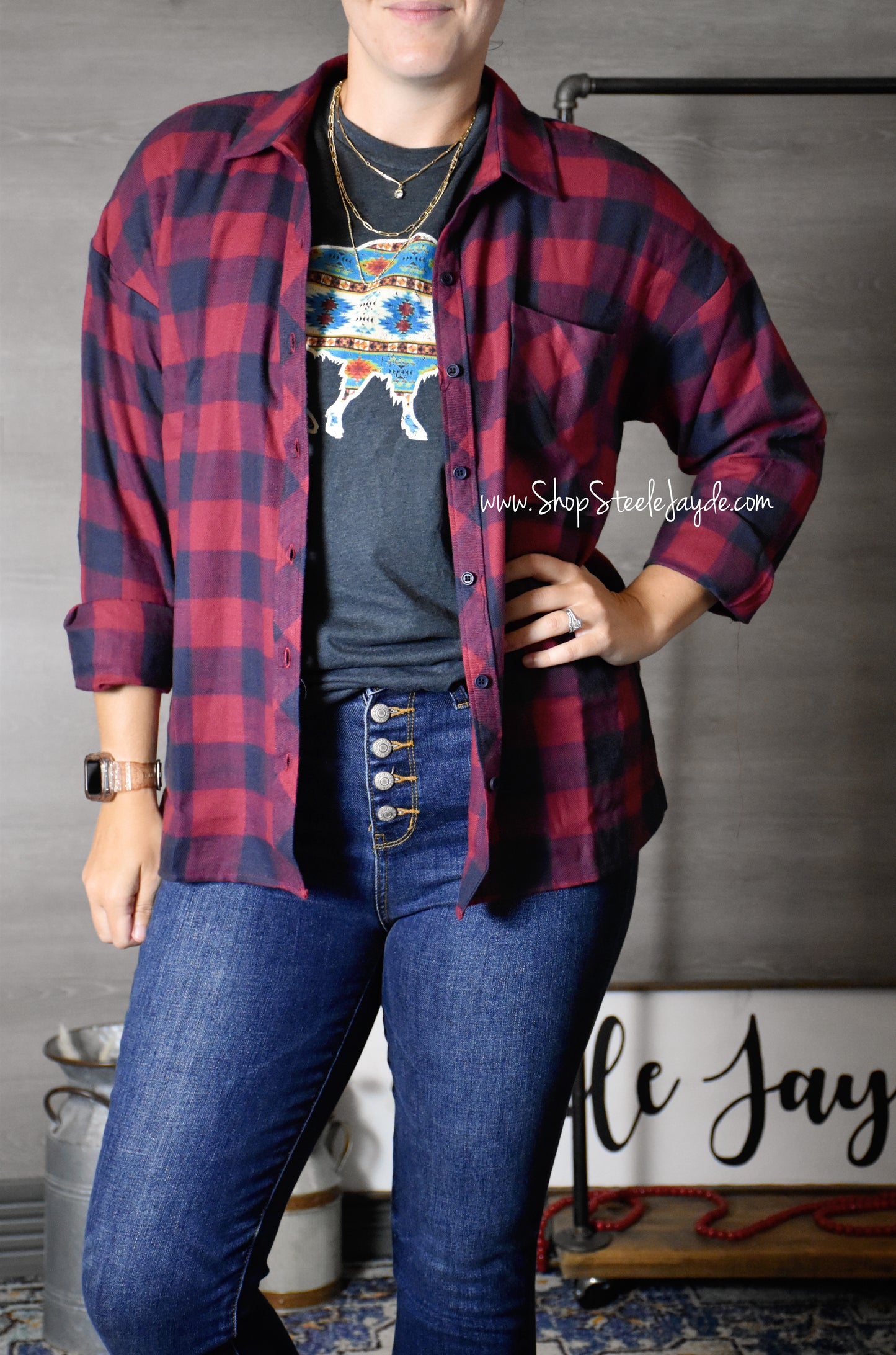 Buckley Relaxed Plaid Top {Cranberry}