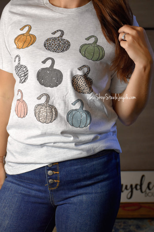 Multi-Pattern Pumpkins Graphic Tee