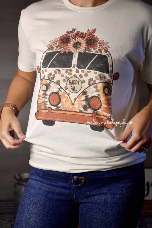 Happy Fall Groovy Bus Graphic Tee