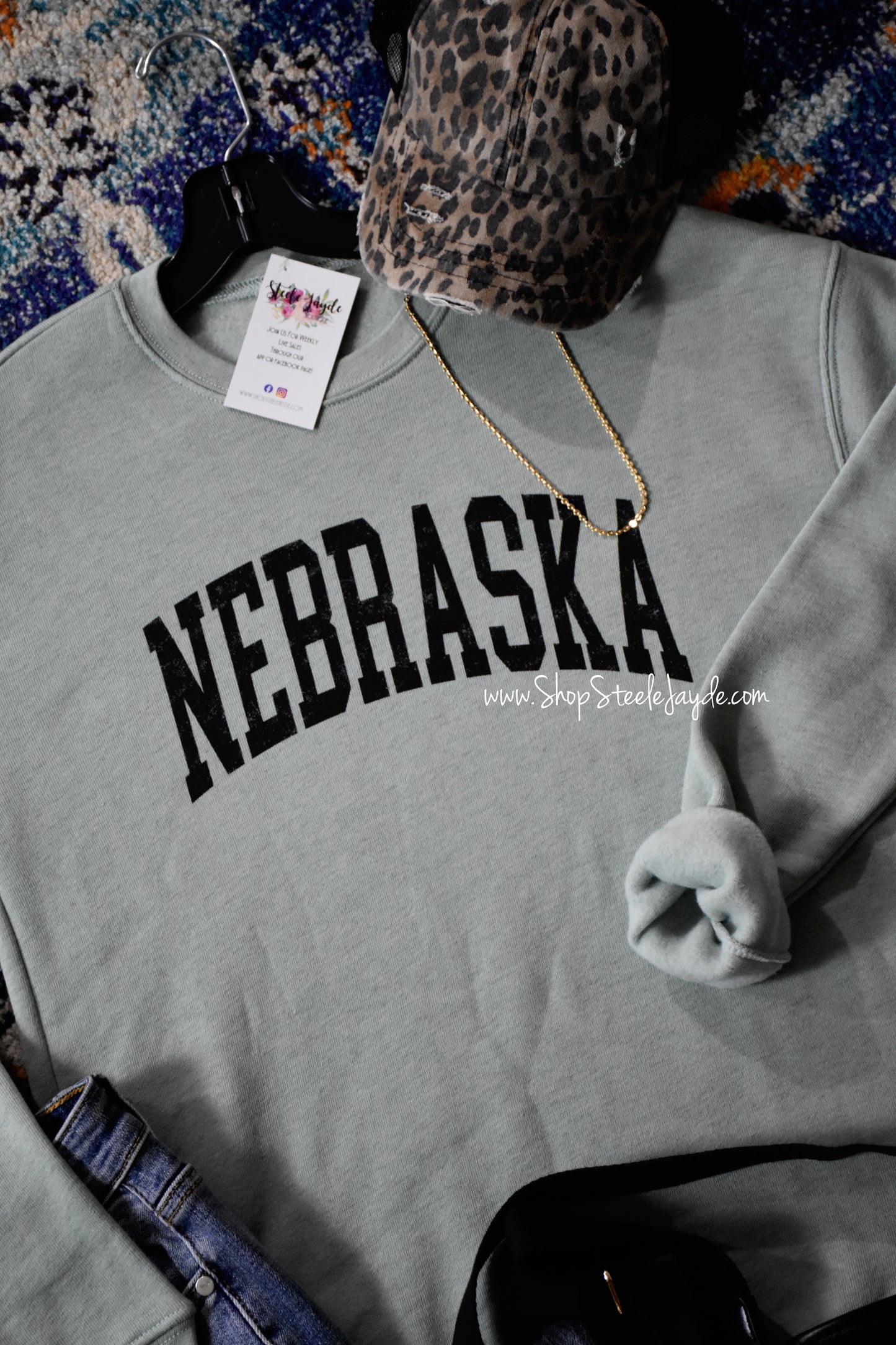 Nebraska Block-Style Premier Pullover {Dusty Sage} CLEARANCE
