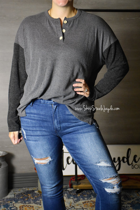 Ribbed Detail Raglan Top