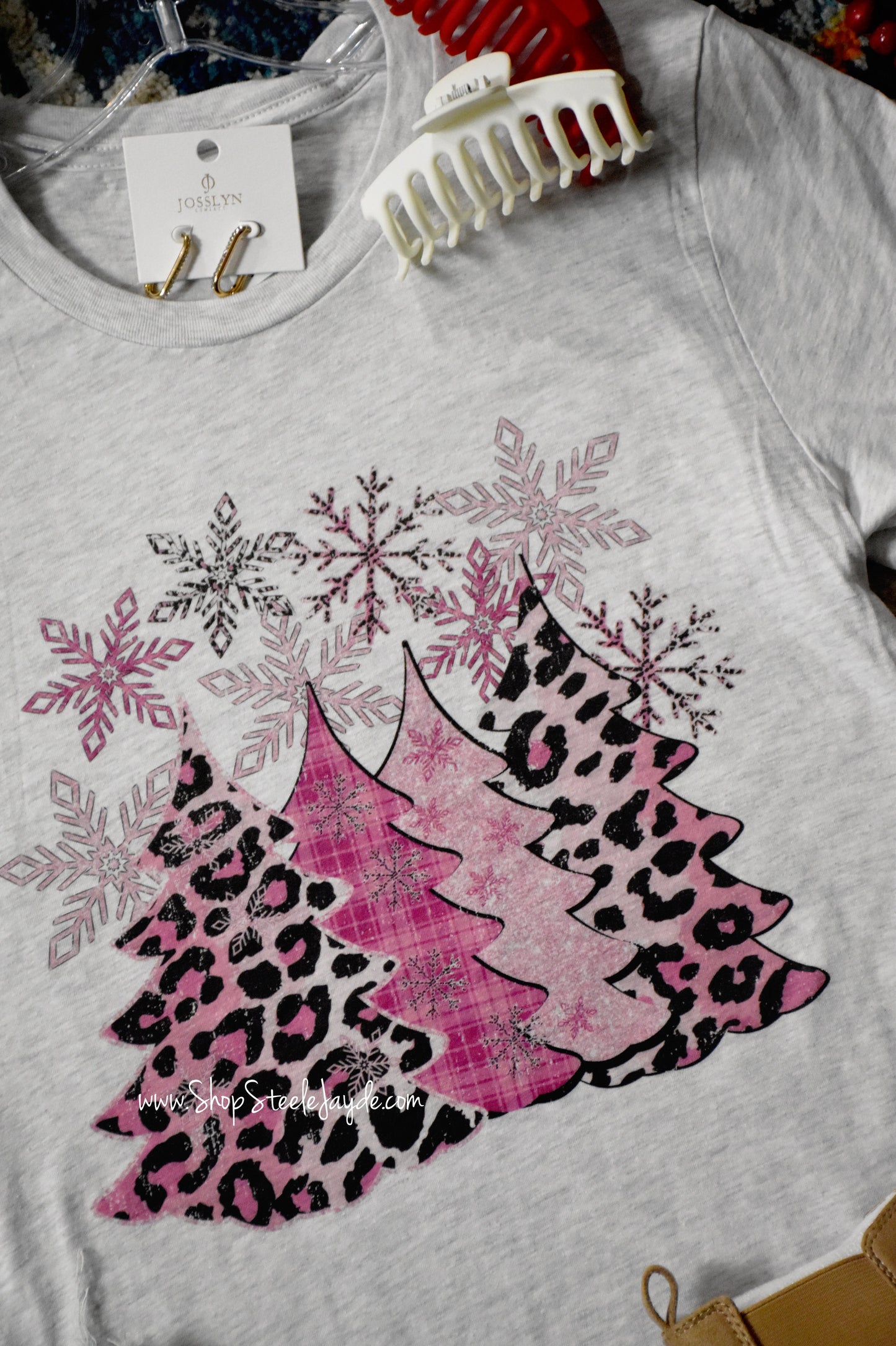 Pink Holiday Trees Graphic Tee