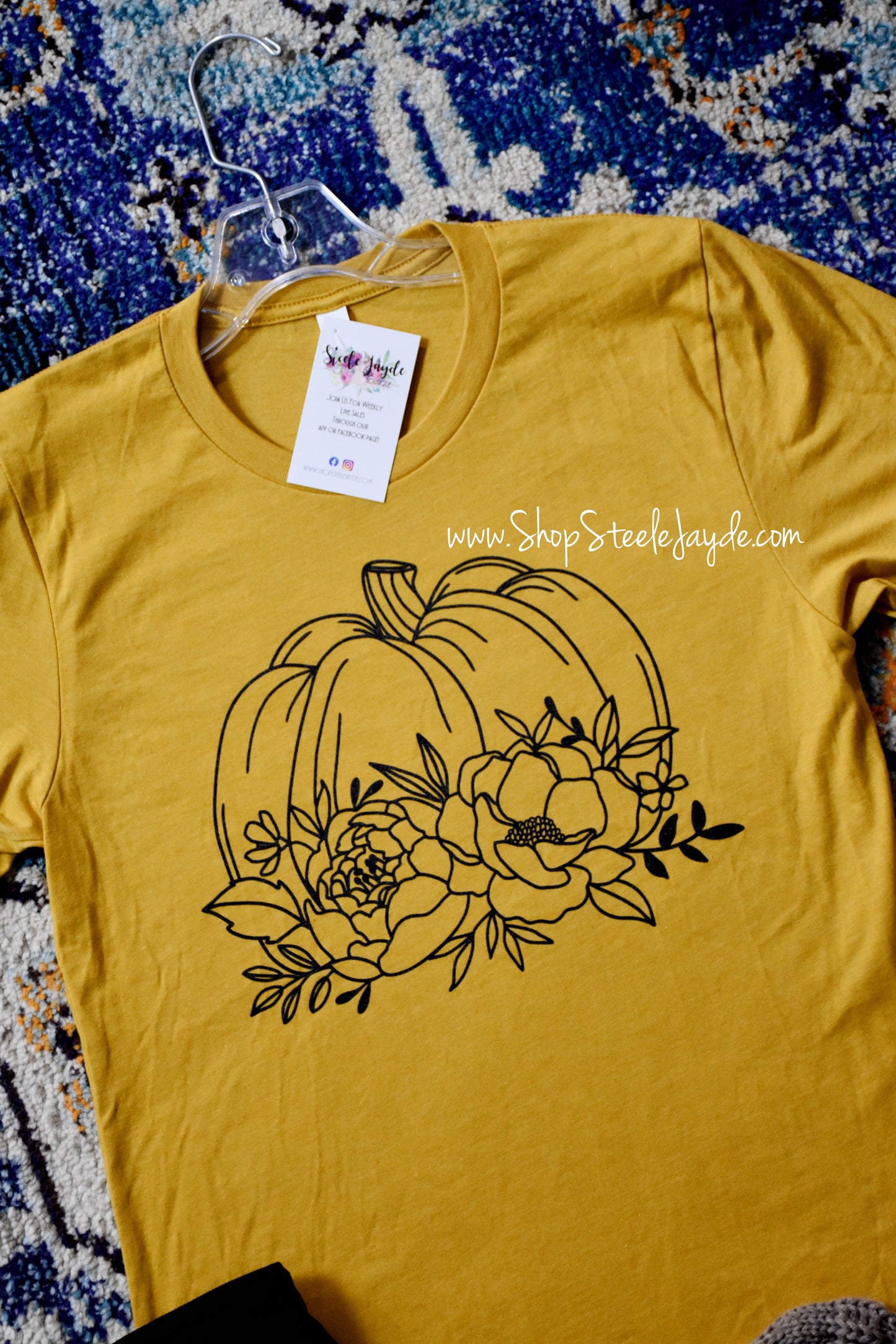 Simple Floral Pumpkin Graphic Tee {Mustard} CLEARANCE