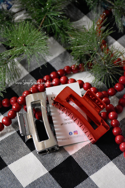 Retro Vibes Claw Clip 2-Pack {Metallic Red/Gunmetal}