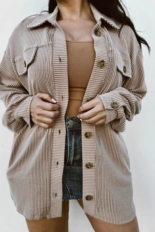 Faye Viral Ribbed Taupe Shacket