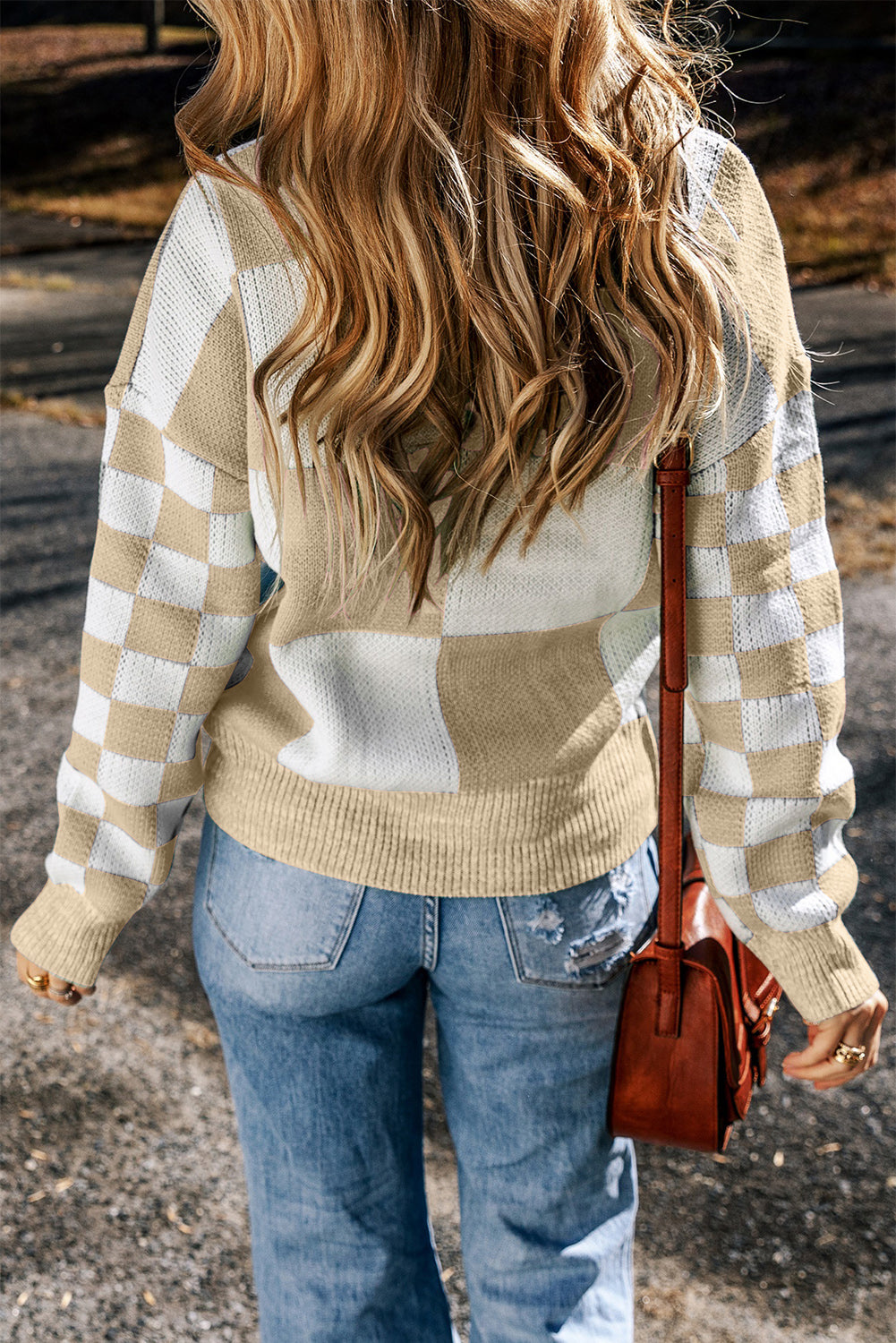 Meyer Checkered Sweater Top {Neutral}