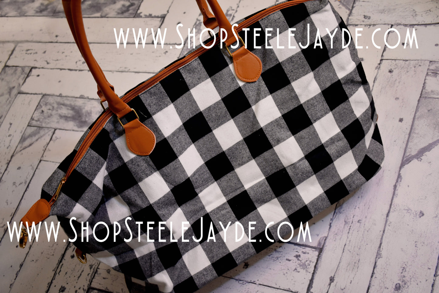 Oversized Plaid Weekender Bag {White & Black}