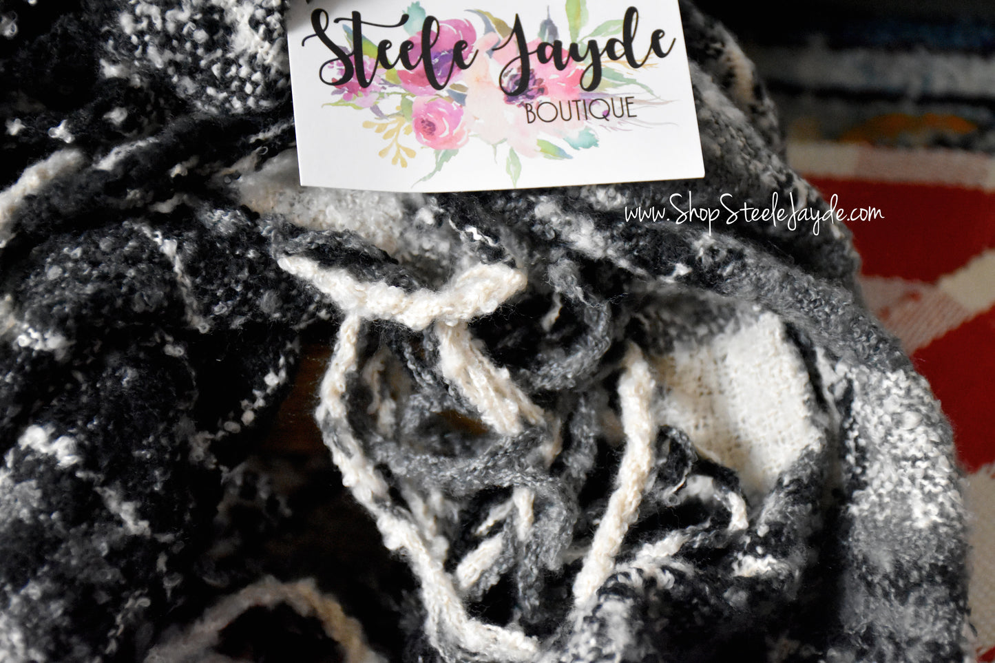 Chenille Feel Two-Tone Infinity Scarf {Grey}