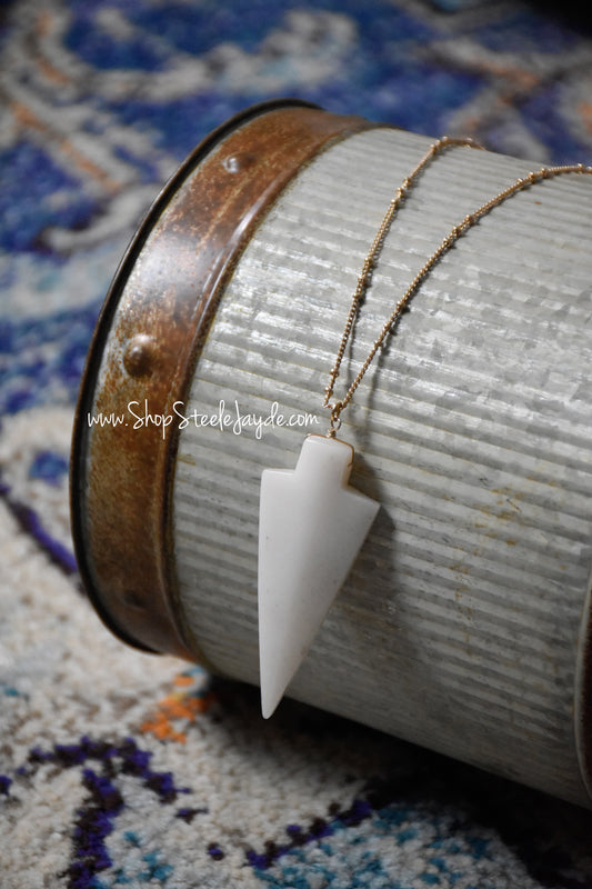 Natural Stone Arrowhead Necklace {Ivory}