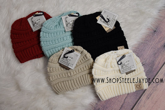 Kids Solid Ponytail Beanie {Multiple Colors} CLEARANCE