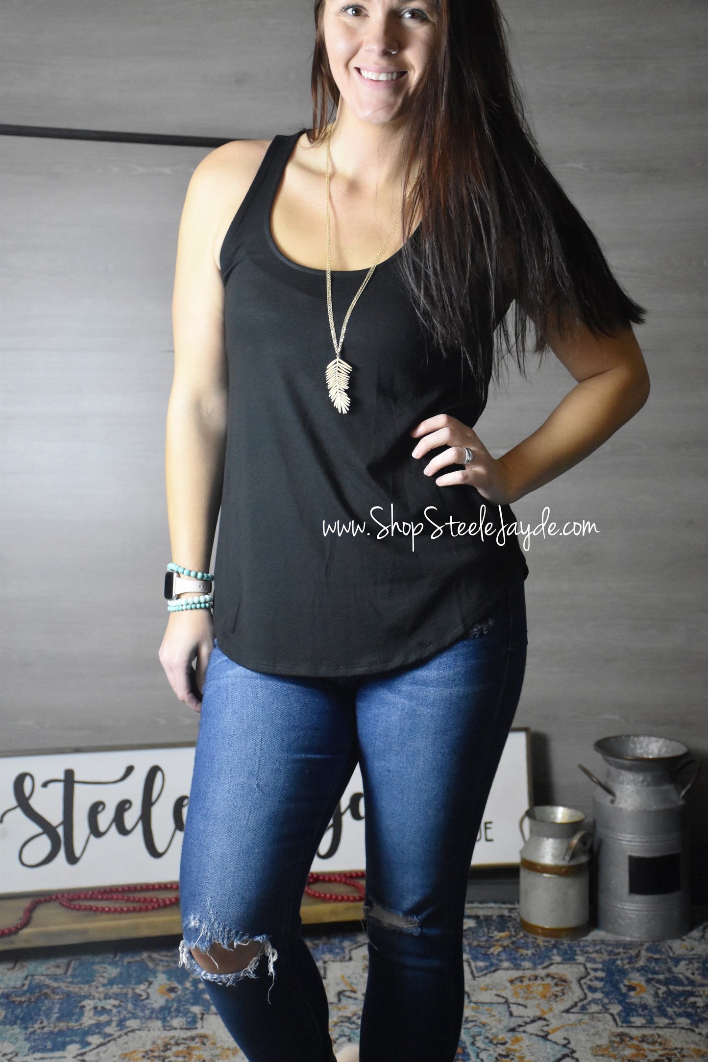 Brinn Wide Strap Tank {Black}