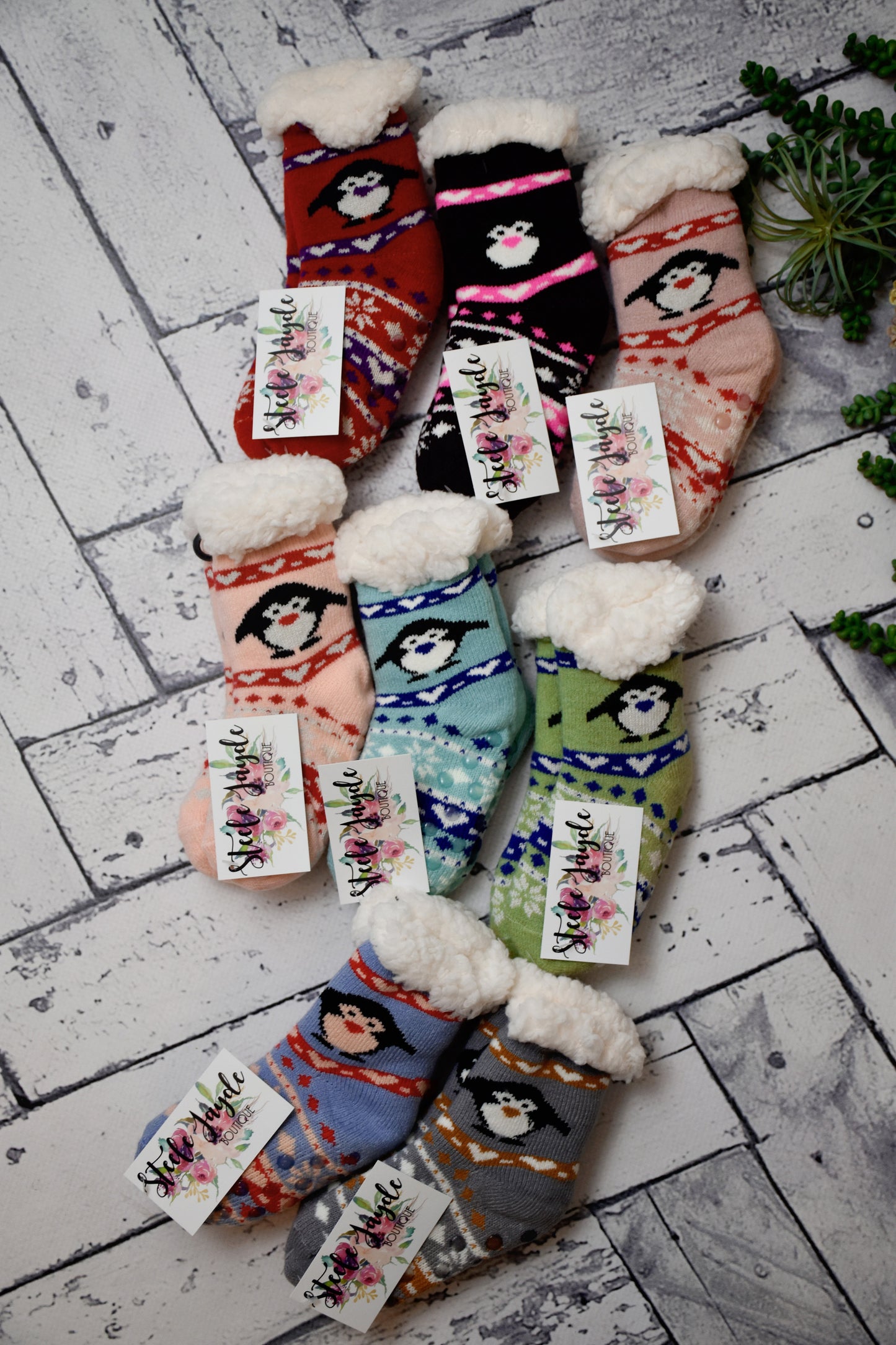 Kids Cozy Lined Winter Penguin Socks {Multiple Colors} CLEARANCE