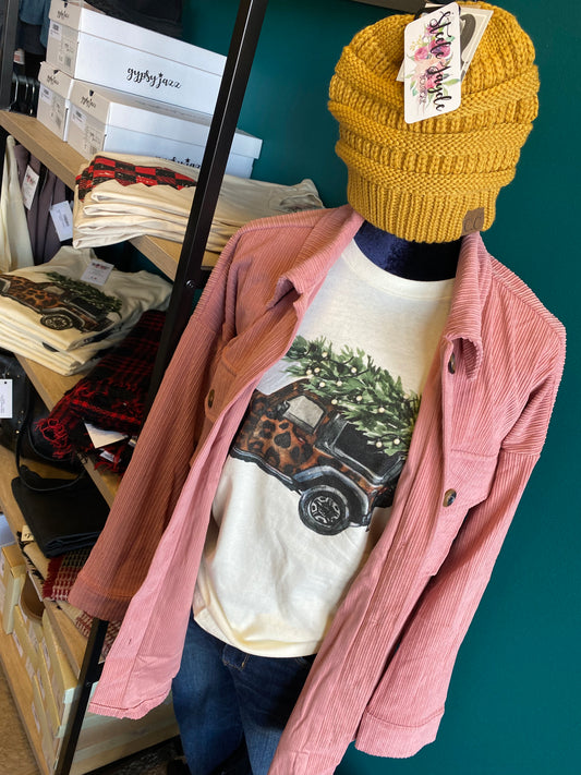 Leopard Jeep Christmas Graphic Tee