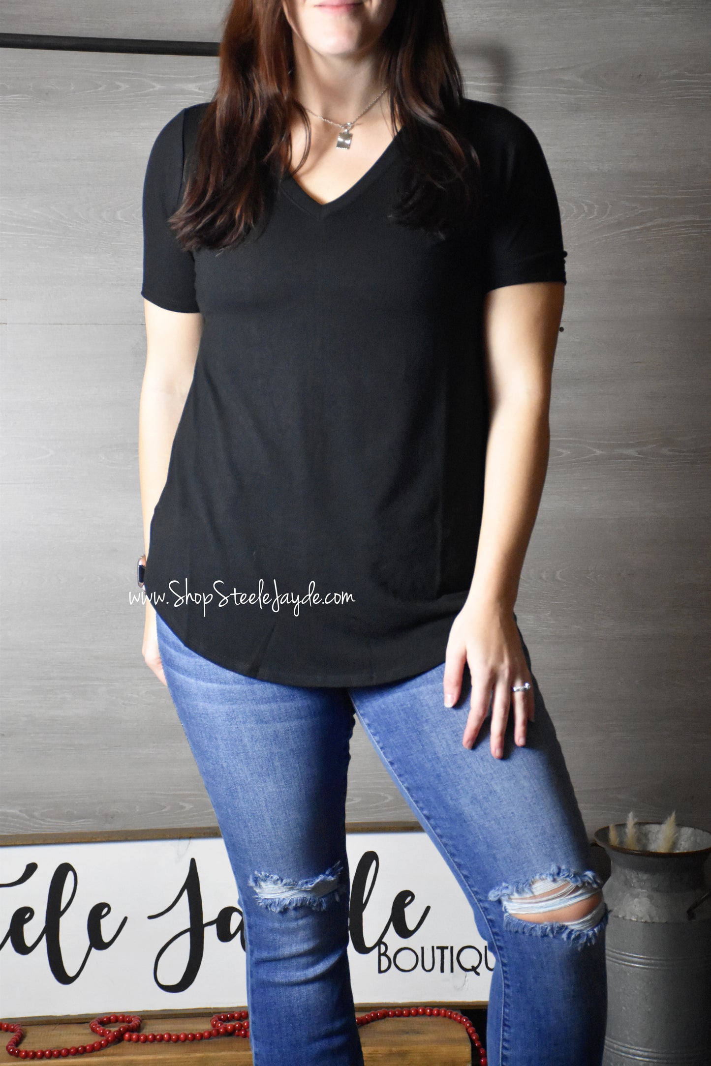 Spencer Flowy Layering Top {Black}