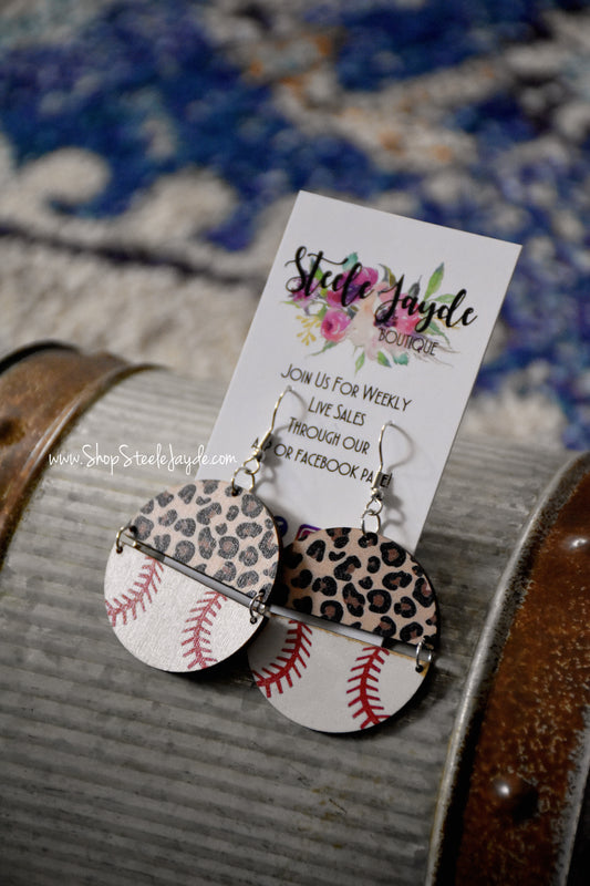 Leopard Baseball Earrings