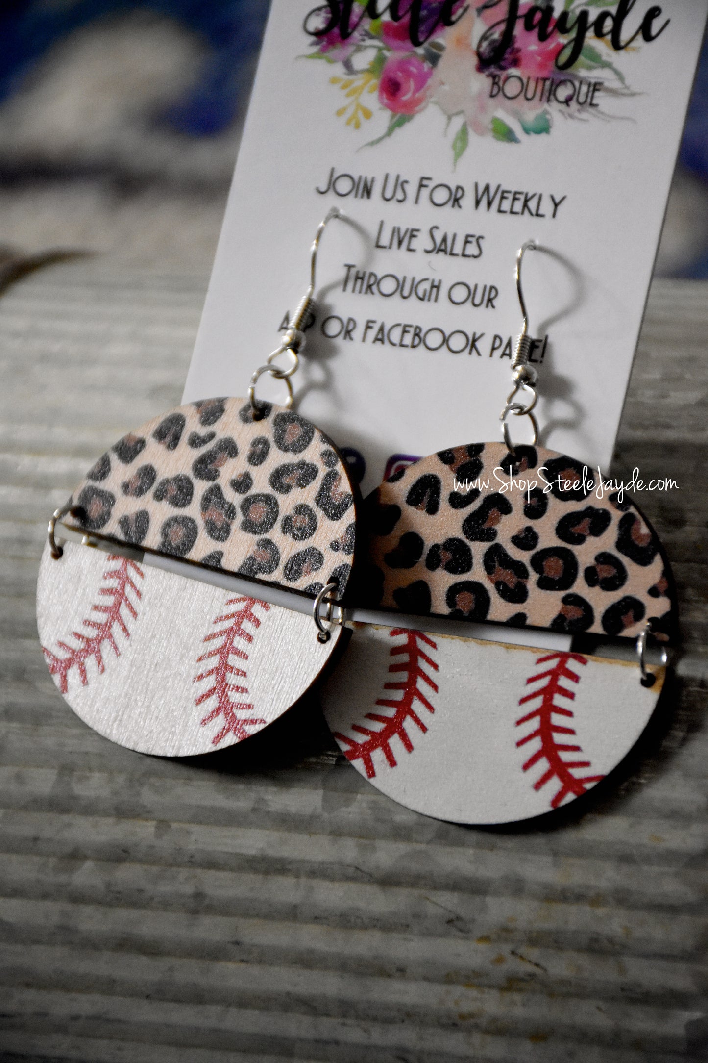 Leopard Baseball Earrings
