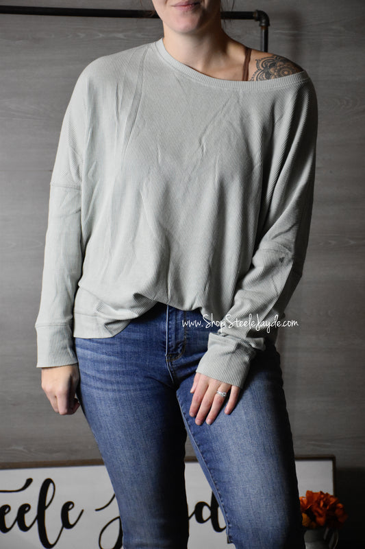 Waffle Ribbed Pullover {Desert Sage}