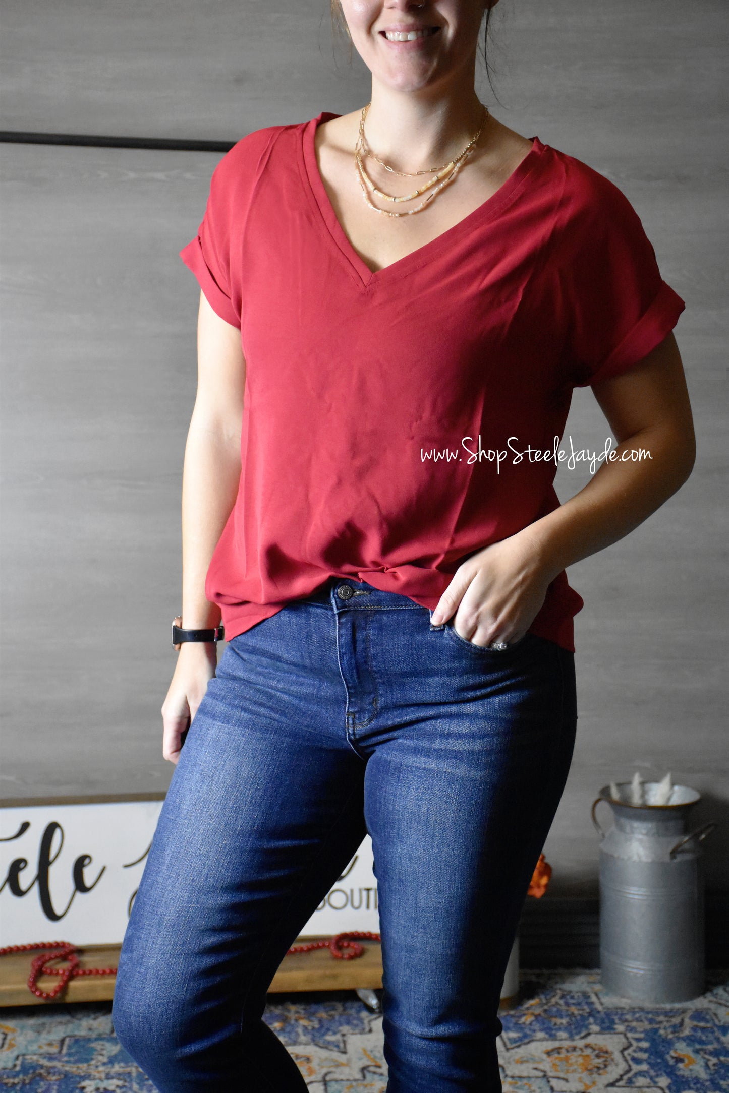 It's That Easy V-Neck Top {Raspberry} CLEARANCE