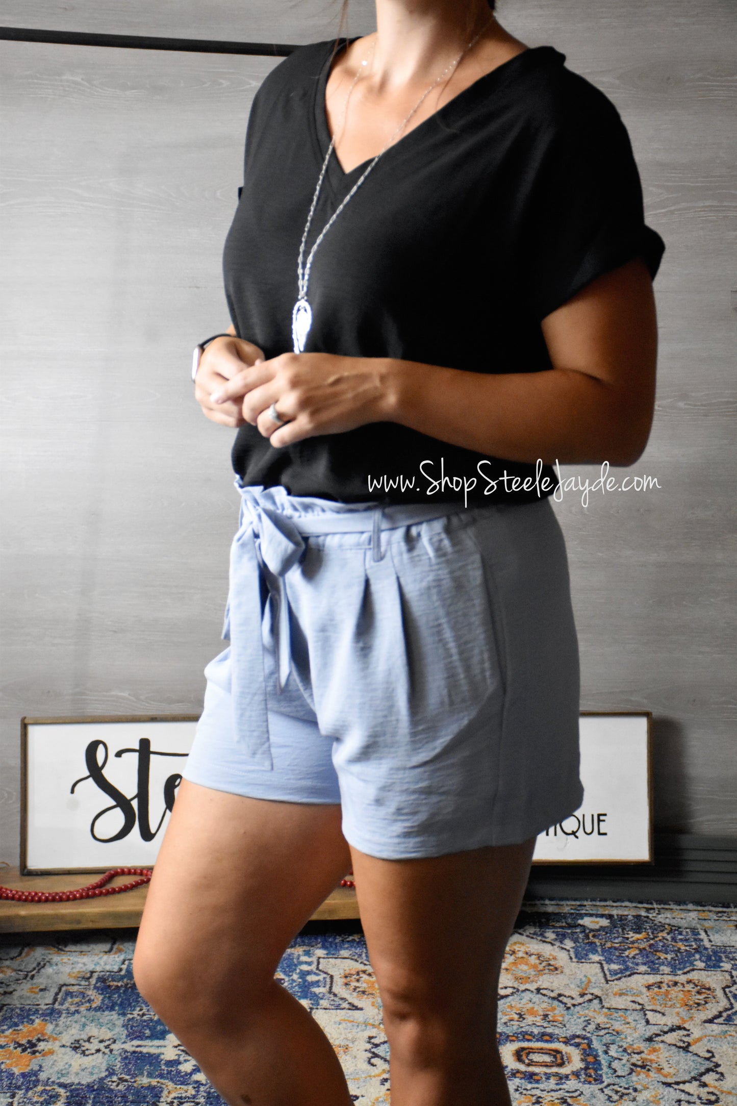 Going Out Tie-Front Shorts {Stone}