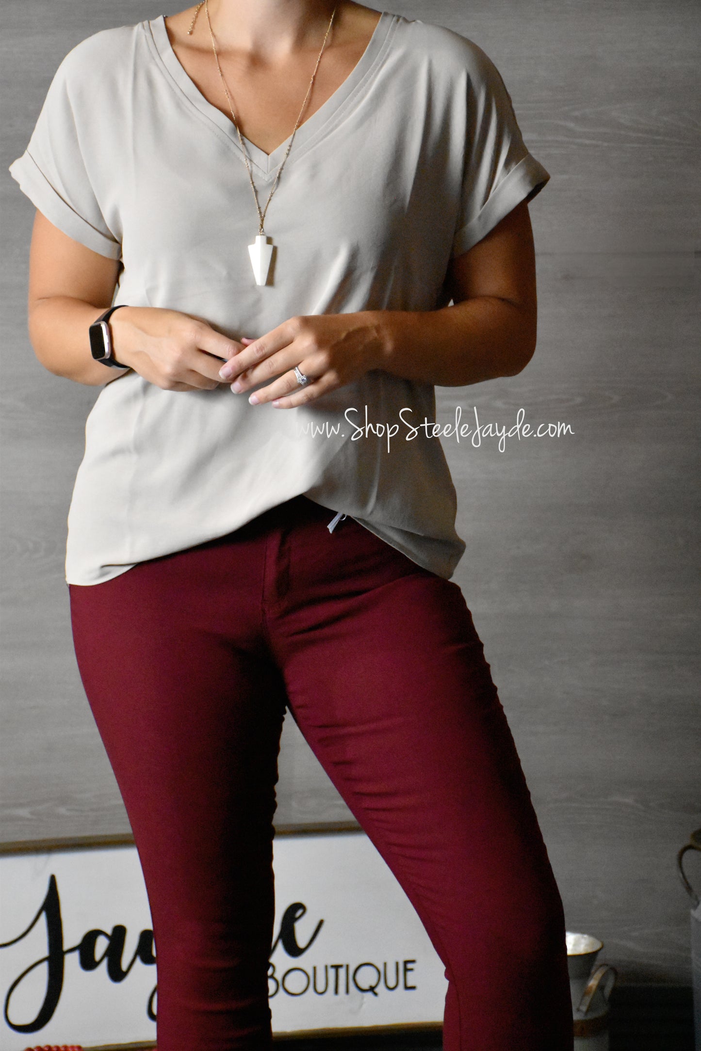 It's That Easy V-Neck Top {Taupe} CLEARANCE